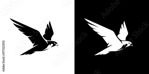 Black and white dove silhouettes flying on split