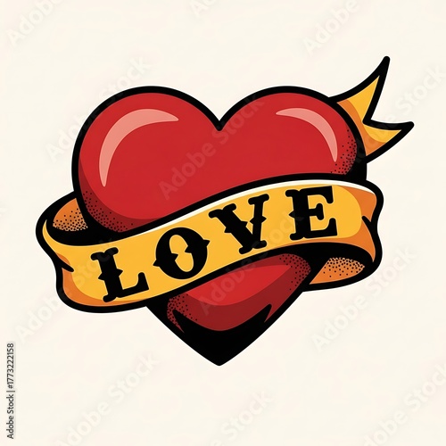 Traditional Old School Tattoo Flash of a Heart with 