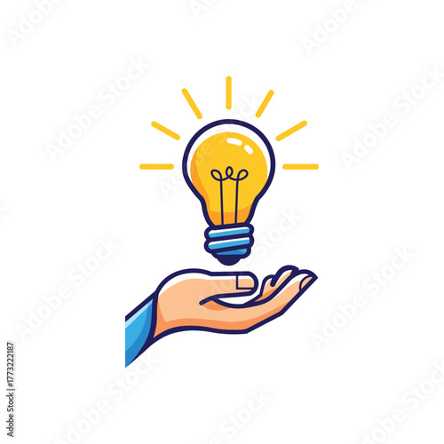Yellow light bulb held in a hand