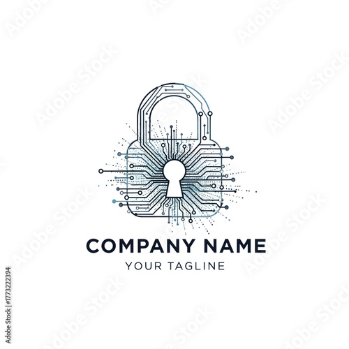 Digital security lock logo representing data protection and cyber safety.