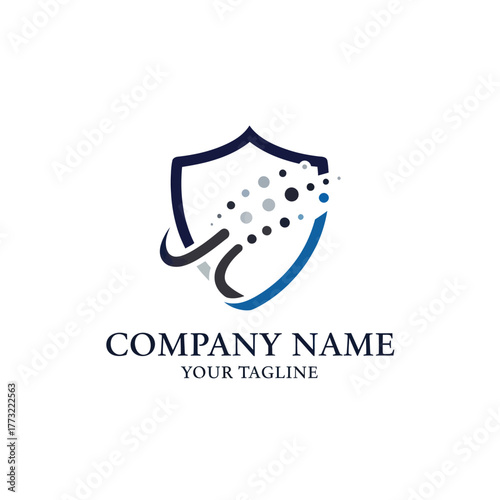 Shield logo design representing security and protection for company branding.