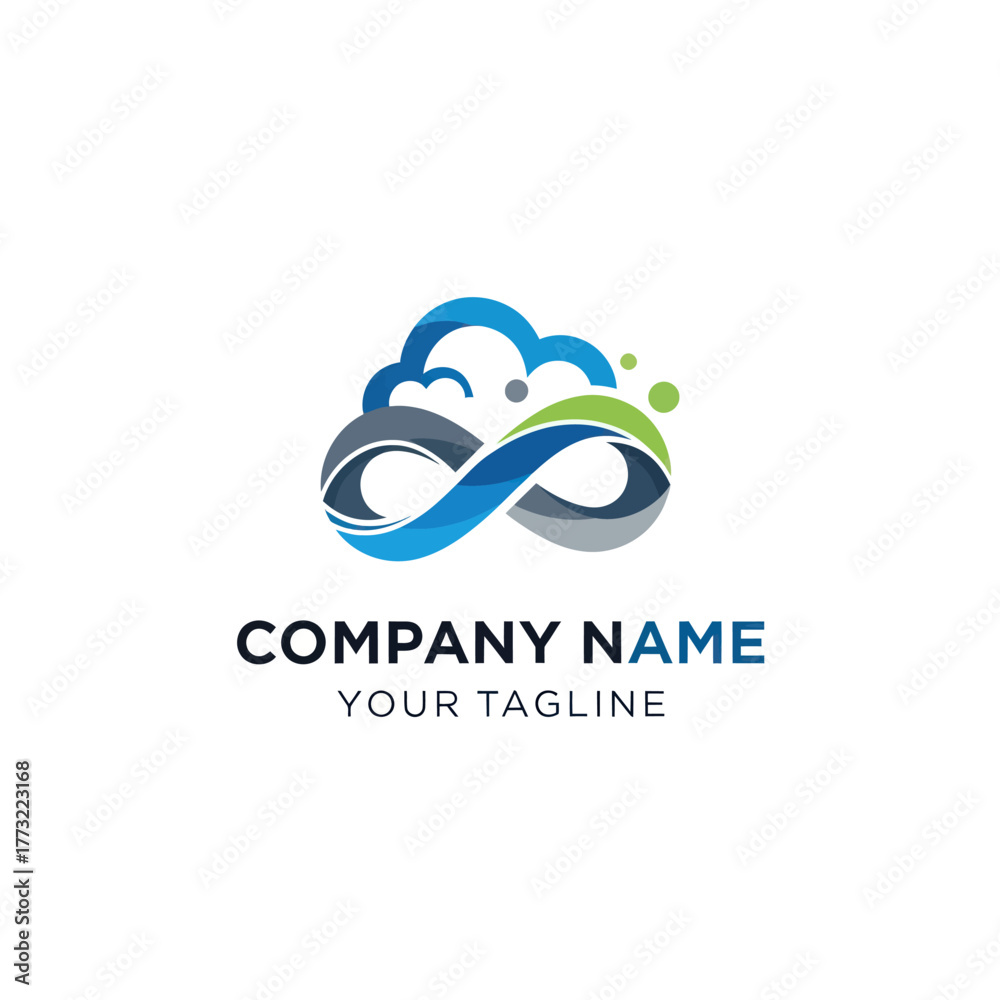 Obraz premium Infinity Cloud Logo Design for Technology Company.