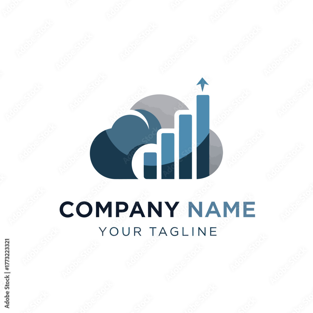 Obraz premium Cloud Computing Business Growth Bar Chart Logo.