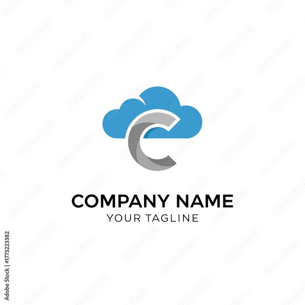 Obraz premium Cloud Computing Logo Design with Letter C.