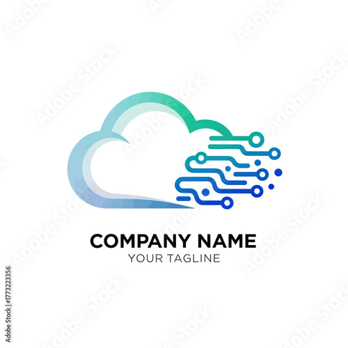 Digital Cloud Technology Logo Design.