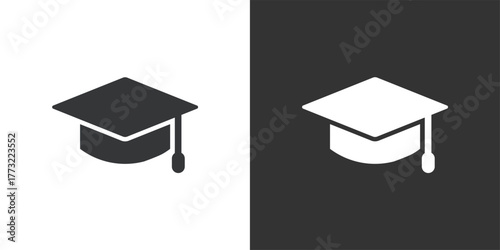 Graduation Hat icon. Solid glyph series icon