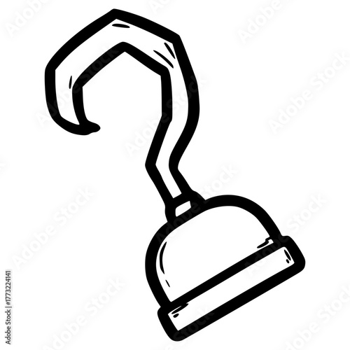 doodle pirate hook illustration hand drawn outline vector