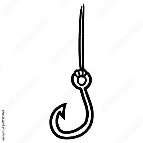 doodle fishing hook illustration hand drawn outline vector