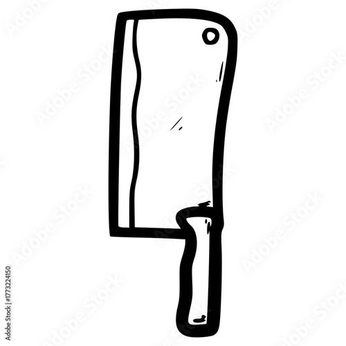doodle butcher knife illustration hand drawn outline vector
