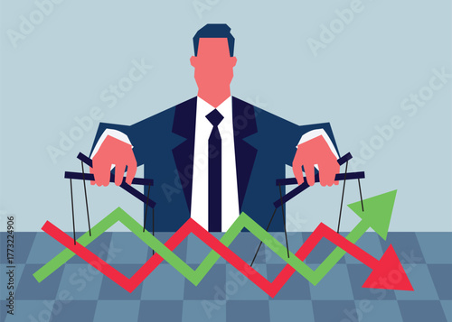Control the business market with the net. Stock Illustration
