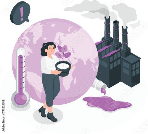 Environmental pollution and climate change concern vector illustration