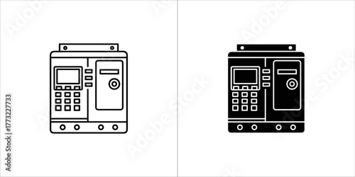Atm machine icon with keypad and screen