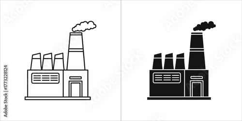 Industrial factory with smoke coming out of chimney