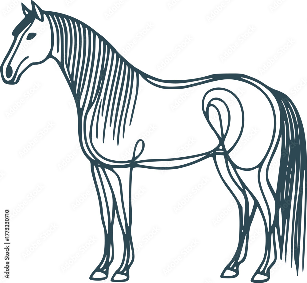 Obraz premium Contour horse, elegance of lines