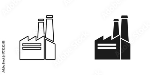 Factory building with two chimneys