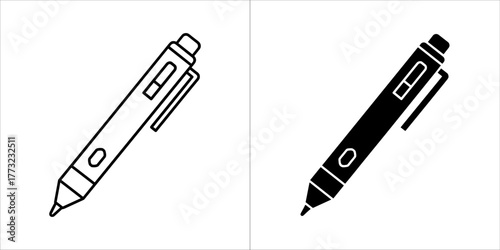 Outline and solid black pen