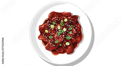 Delicious Korean Tteokbokki Dish Garnished with Sesame Seeds.