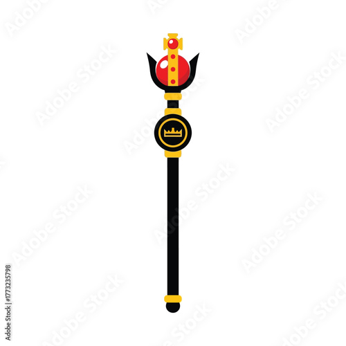 Royal Scepter Flat Vector Icon Isolated on White Background