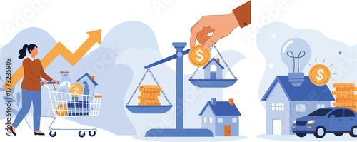 Illustrative real estate market showing property investment growth and asset management, empowering financial decisions for home buying and wealth building