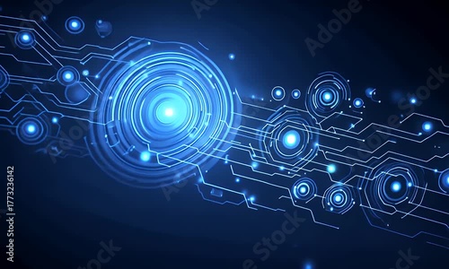 Wallpaper Mural Abstract futuristic blue background with glowing geometric elements and subtle light effects creating a modern digital design concept Torontodigital.ca