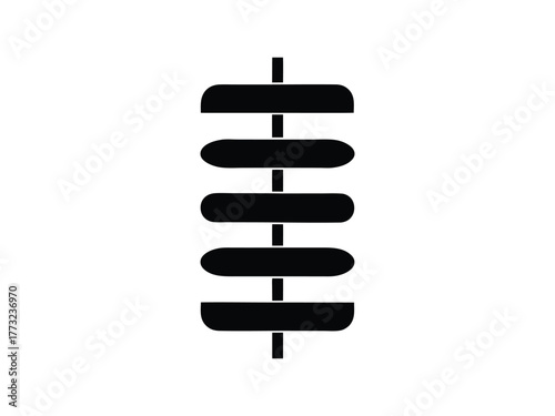 Black Icon of a Vertical Skewer with Rounded Rectangular Food Items cooking grilling