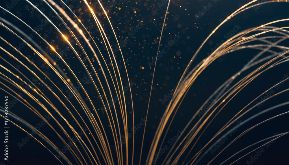 Obraz premium Abstract light trails rising elegantly against a dark background, evoking a sense of motion and energy