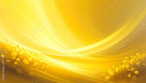 Vibrant Yellow Floral Abstract Wavy Background