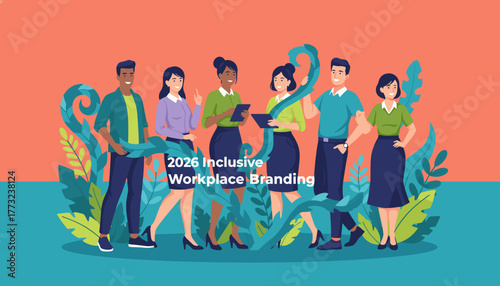 Diverse professionals collaborate on 2026 Inclusive Workplace Branding strategy for business growth