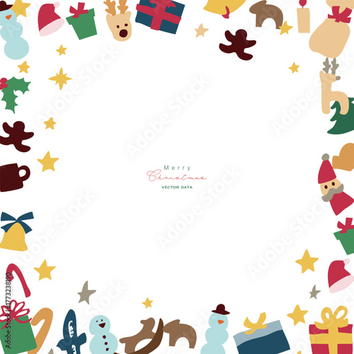 クリスマスツリーのイラスト。12月のツリーとオーナメントのセット。サンタとトナカイの飾り。Christmas tree illustration. Set of December trees and ornaments. Santa and reindeer decorations.