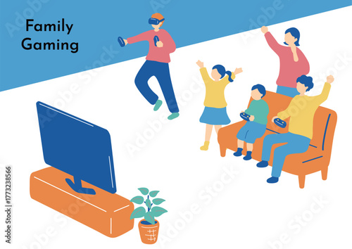 ゲームを楽しむ家族