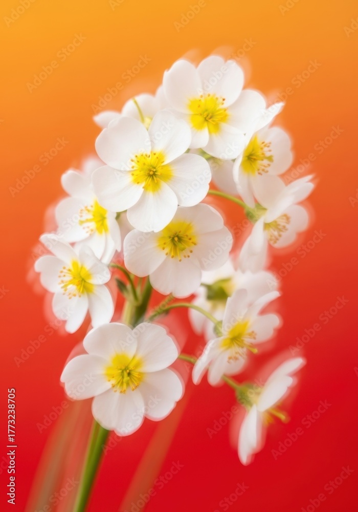 Obraz premium Blurred White Flowers on Orange