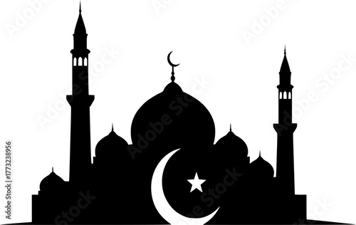 blue mosque silhouette