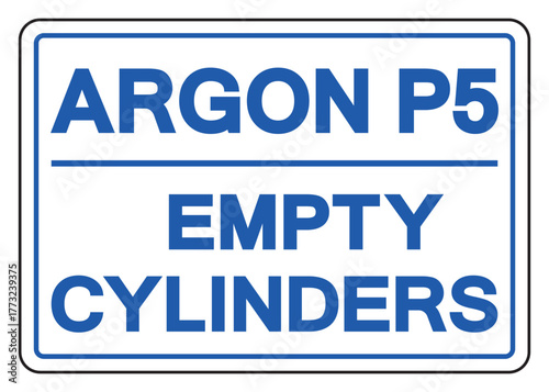 Argon P5 Empty Cylinders Symbol Sign ,Vector Illustration, Isolate On White Background Label.EPS10