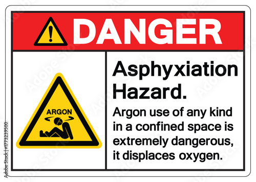 Danger Asphyxiation Hazard Argon Symbol Sign ,Vector Illustration, Isolate On White Background Label.EPS10