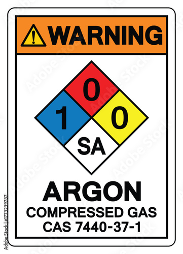 Warning Argon Compressed Gas Symbol Sign ,Vector Illustration, Isolate On White Background Label.EPS10