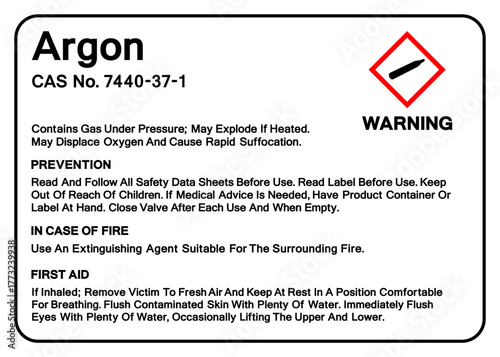 Warning Argon Symbol Sign ,Vector Illustration, Isolate On White Background Label.EPS10