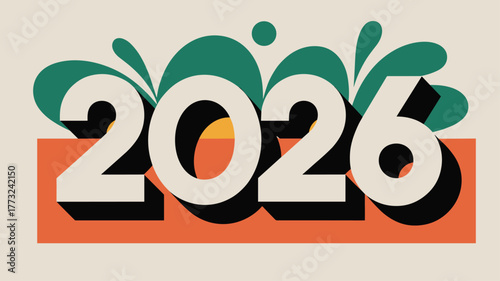 Bold graphic design featuring the year 2026 in large numerals