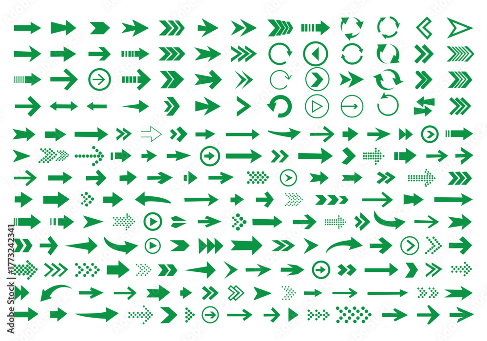Fototapeta premium Arrow icon set, arrow cursor collection, black arrows icons vector set. Set of big black vector arrows. Arrow icon. Mega set of vector arrows. Set of many different arrow icon. Black long arrow icon.