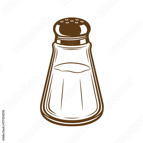 Brown vintage art illustration of a salt shaker isolated on a white background