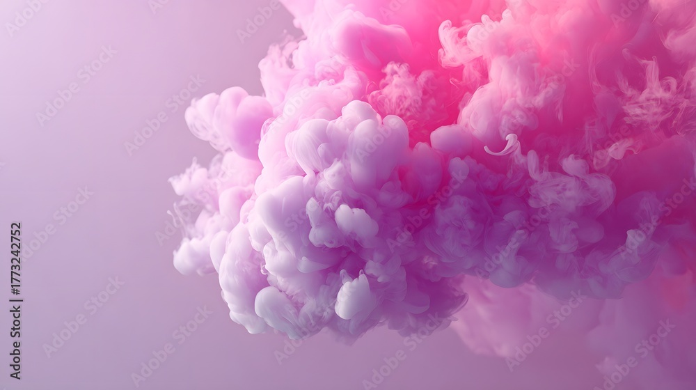 Obraz premium Vibrant pink and purple cloud of fluid substance expands in clear liquid medium