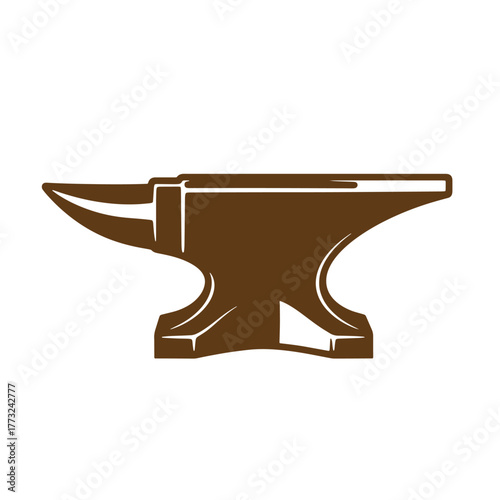 Brown vintage art illustration of a traditional anvil on a clean white background