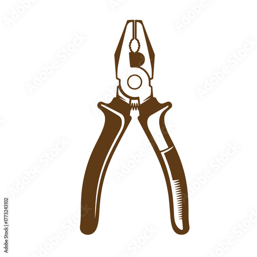 Brown vintage art illustration of pliers for diy repair and construction projects