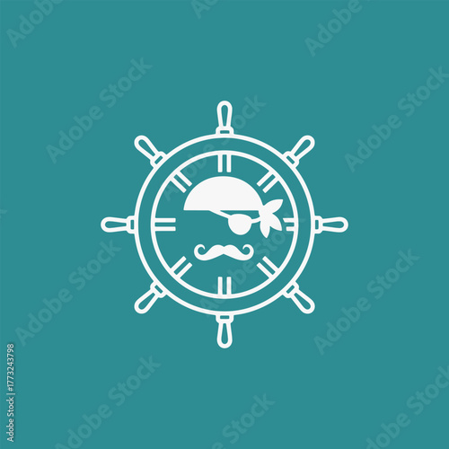 The flat design Pirates face logo. The pirate is looking at the camera with a menacing expression.