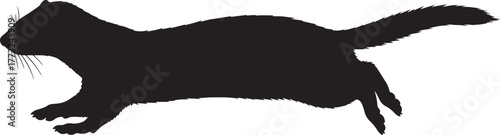 Silhouetted ferret captured mid-stride a dynamic depiction of a small carnivore in motion ideal for various designs