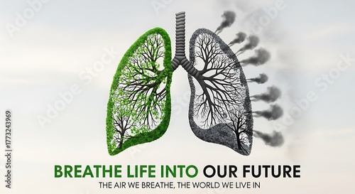 Air pollution and lung health awareness campaign for clean air and healthy lungs in the environment -smog air pollution