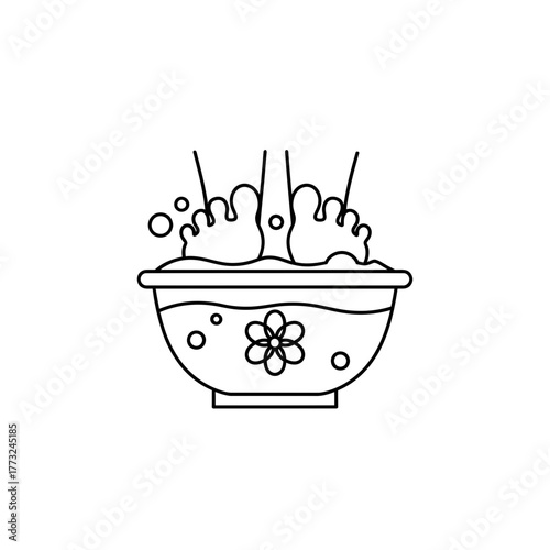 Foot Spa Icon – Relaxing Pedicure and Wellness Treatment Vector Illustration