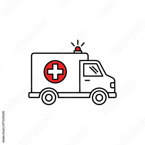 Ambulance Icon – Emergency Medical Rescue Vehicle Vector Illustration