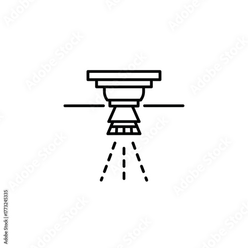 Ceiling Sprinkler Icon – Fire Safety and Water System Vector Illustration
