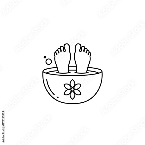 Foot Spa Icon – Relaxing Pedicure and Wellness Treatment Vector Illustration