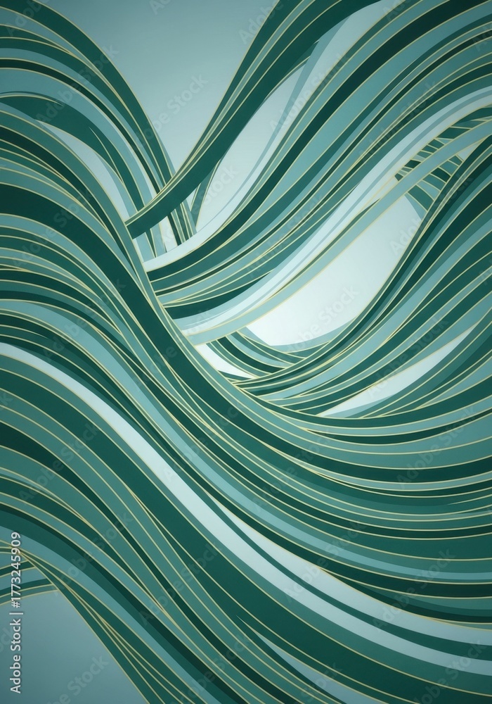 Fototapeta premium Abstract Teal and Gold Curved Lines
